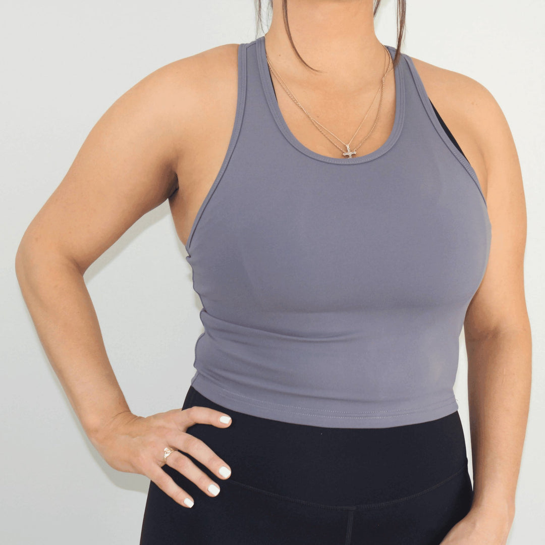 GO BEYOND Crop Tank Top - Graphite - SIRIUS FIT